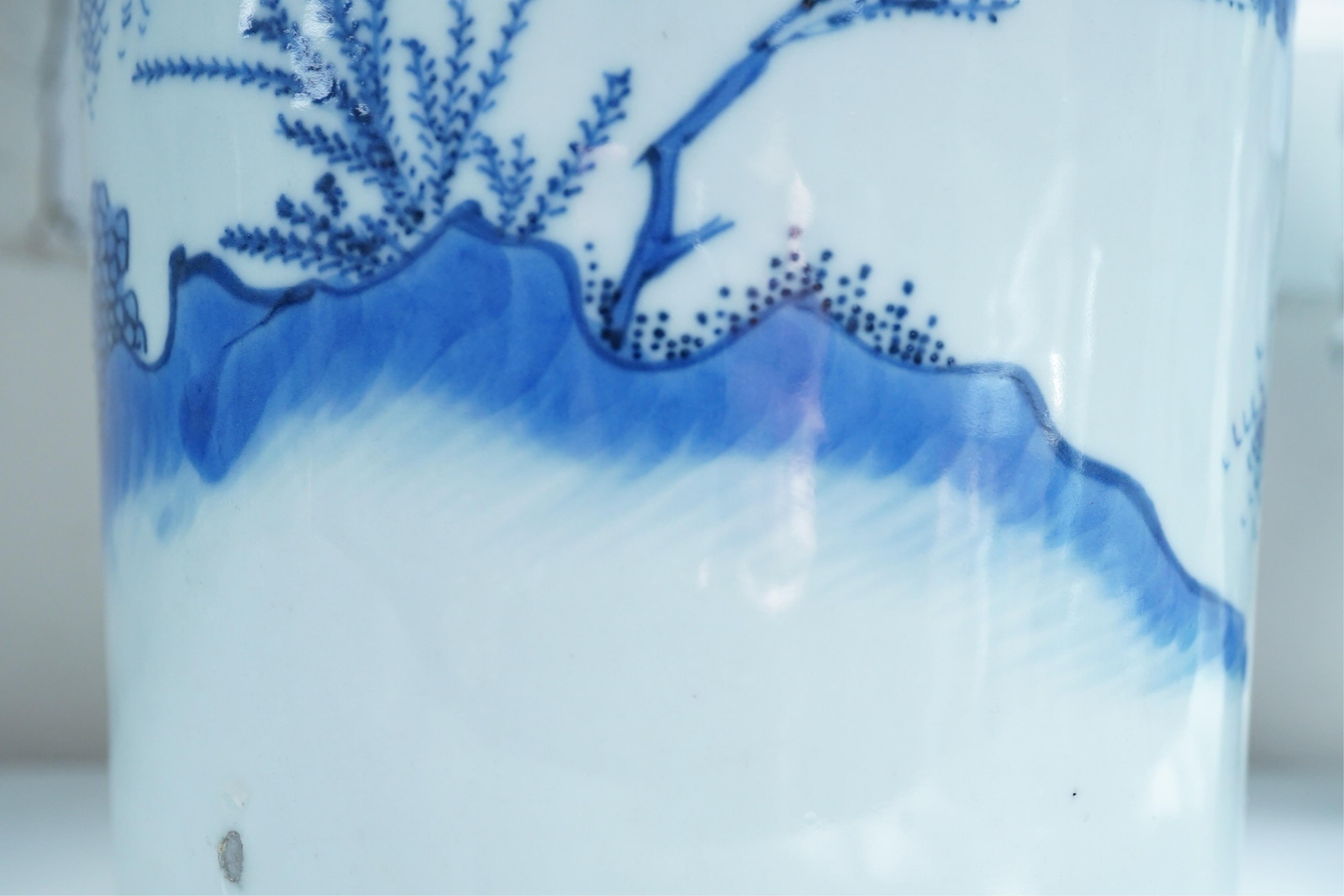 A Chinese Transitional blue and white ‘Ladies’ rolwagen vase, Chongzhen period (1627-1644)
